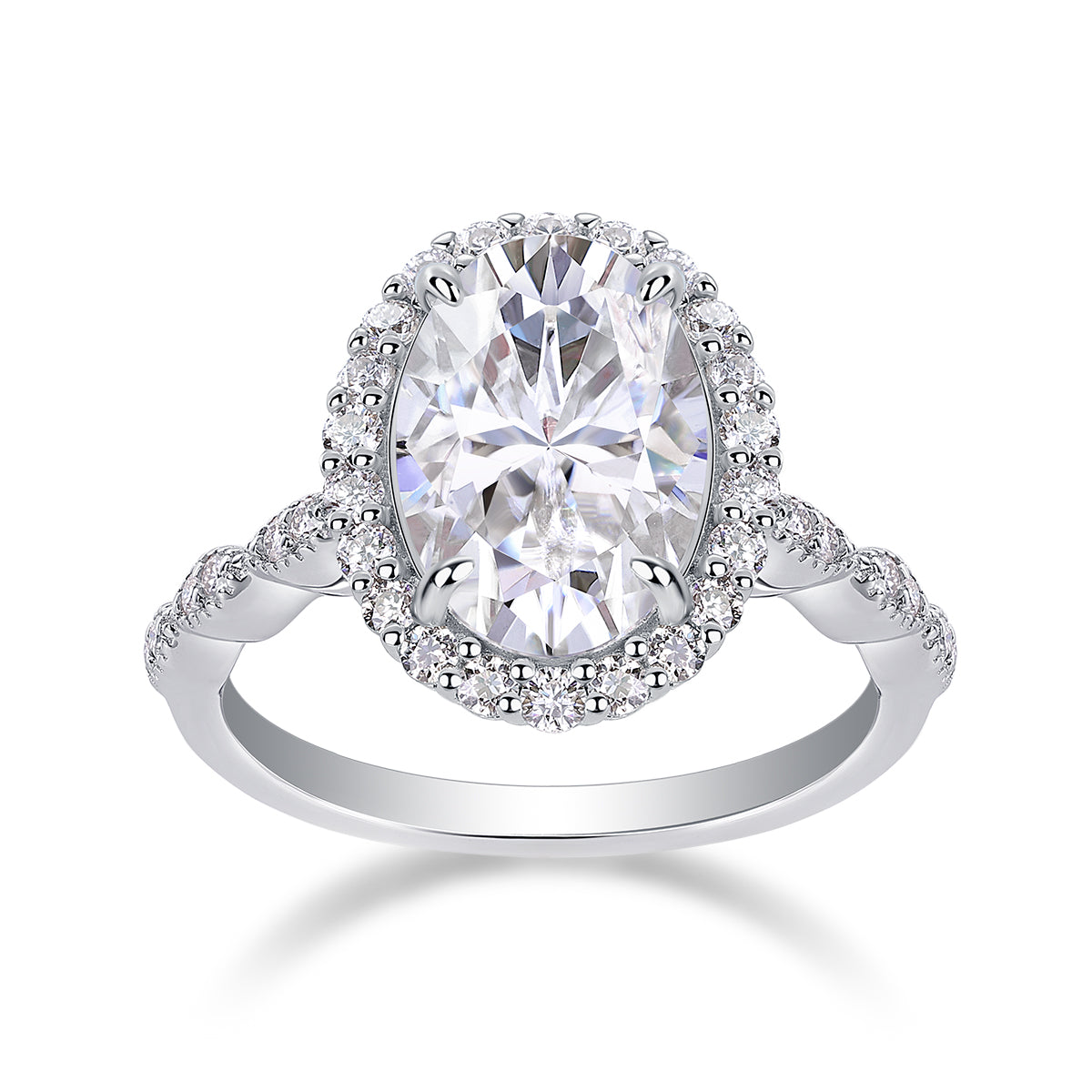 3 Carat Jupiter Halo Engagement Ring - GRA Certified Moissanite | Platinum Plated Sterling Silver