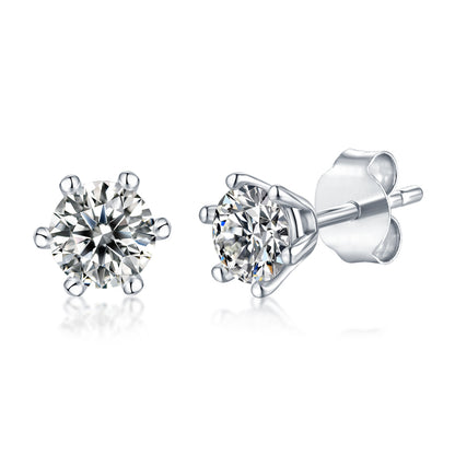 Soulmate Stud Earrings - GRA Certified Moissanite | Platinum Plated Sterling Silver