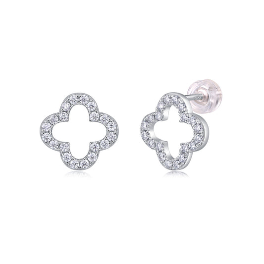 Clover Radiance Moissanite Platinum Earrings
