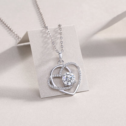 Dainty Heart Necklace - GRA Certified Moissanite | Platinum Plated Sterling Silver