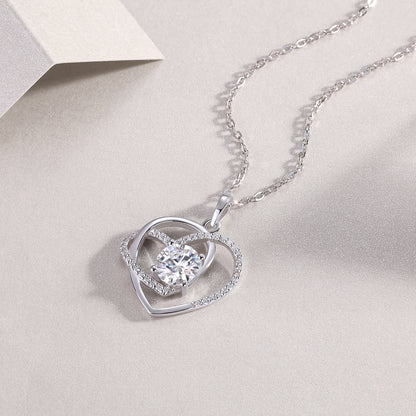 Dainty Heart Necklace - GRA Certified Moissanite | Platinum Plated Sterling Silver