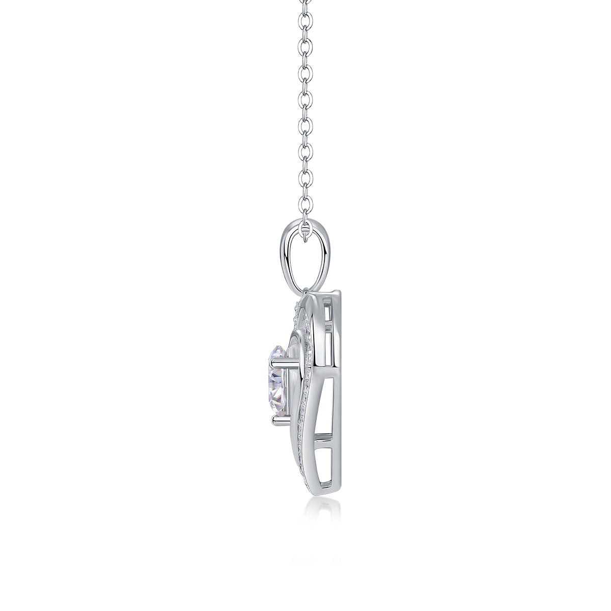 Double Heart Necklace - GRA Certified Moissanite | Platinum Plated Serling Silver