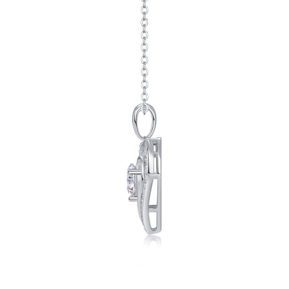 Double Heart Necklace - GRA Certified Moissanite | Platinum Plated Serling Silver