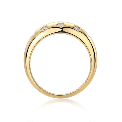 Milky Way band - GRA Certified Moissanite | Yellow Gold Plated Sterling Silver