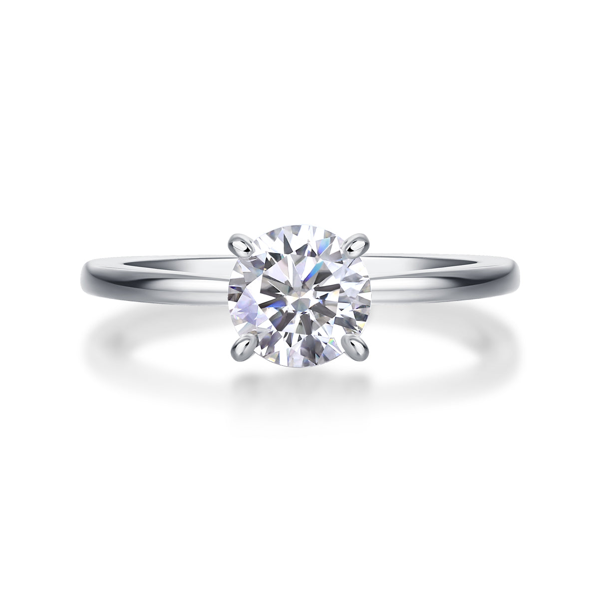 North Star Solitaire Engagement Ring - GRA Certified Moissanite | Platinum Plated Sterling Silver
