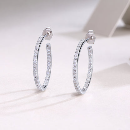 Eclipse Hoops - GRA Certified Moissanite | Platinum Plated Sterling Silver