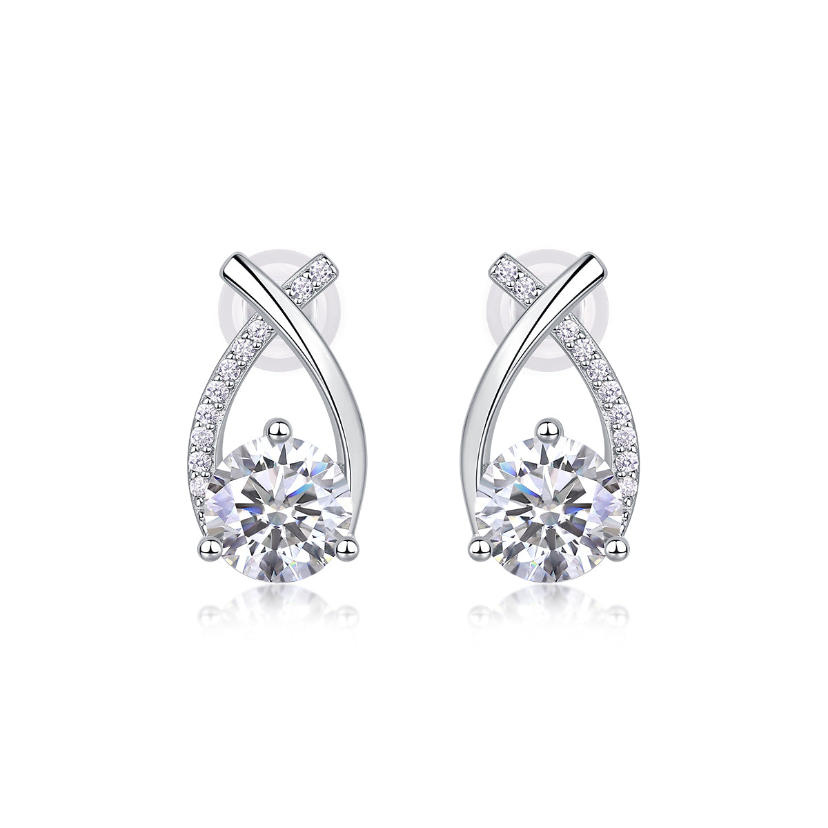 Criss Cross Earrings - GRA Certified Moissanite | Platinum Plated Sterling Silver