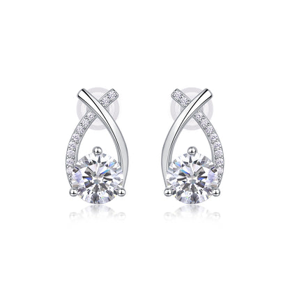 Criss Cross Earrings - GRA Certified Moissanite | Platinum Plated Sterling Silver