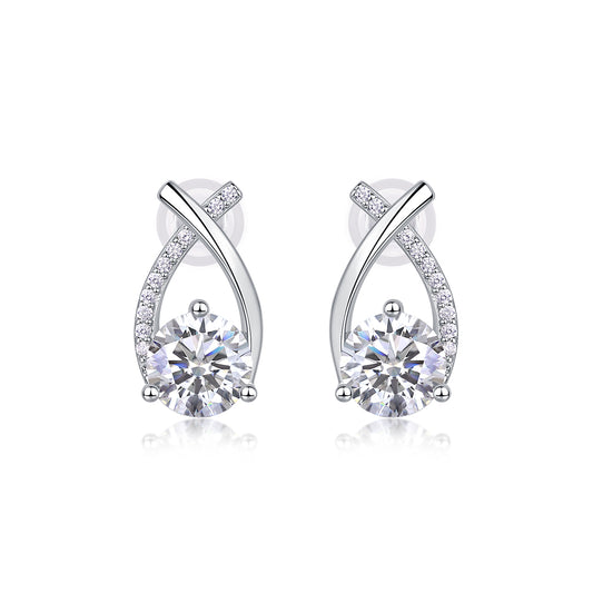 Criss Cross Earrings - GRA Certified Moissanite | Platinum Plated Sterling Silver