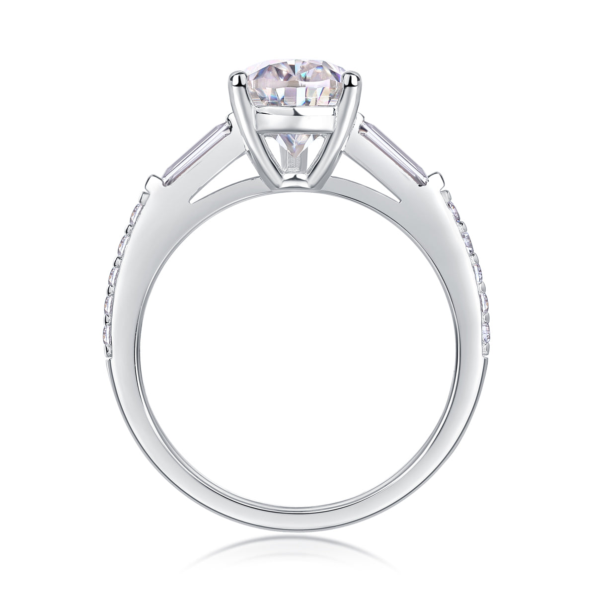 Pear Shaped Engagement Ring - GRA Certified Moissanite | Platinum Plated Sterling Silver