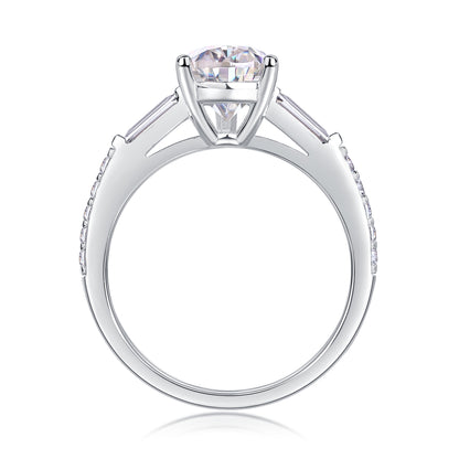 Pear Shaped Engagement Ring - GRA Certified Moissanite | Platinum Plated Sterling Silver