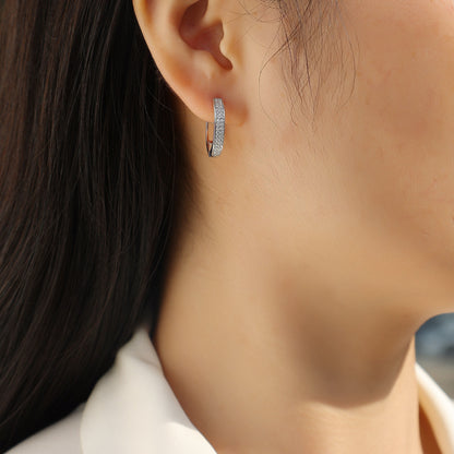 Starlight hoops - GRA Certified Moissanite | Platinum Plated Sterling Silver