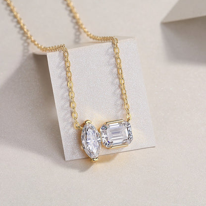 Gemini Necklace - GRA Certified Moissanite | Yellow Gold Plated Sterling Silver