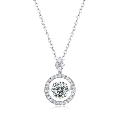 Lyra Floating Halo Necklace - GRA Certified Moissanite | Platinum Plated Sterling Silver