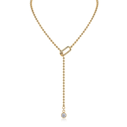 Golden Lasso Necklace - GRA Certified Moissanite | Yellow Gold Plated Sterling Silver