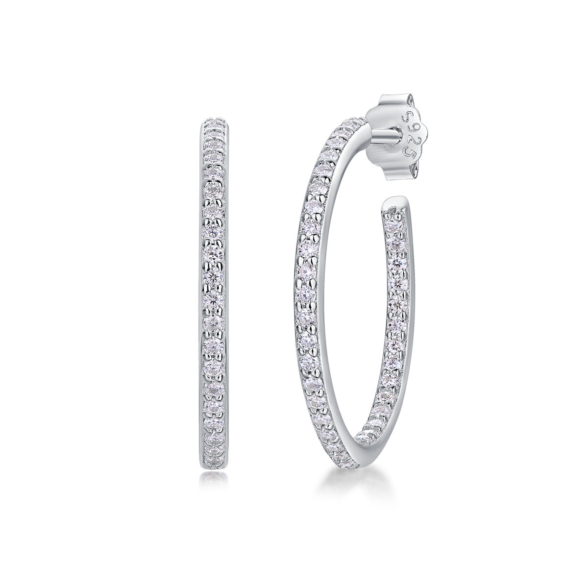 Eclipse Hoops - GRA Certified Moissanite | Platinum Plated Sterling Silver