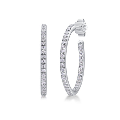 Eclipse Hoops - GRA Certified Moissanite | Platinum Plated Sterling Silver