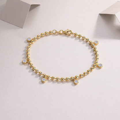 Outer Orbit Bracelet - GRA Certified Moissanite | Yellow Gold Plated Sterling Silver