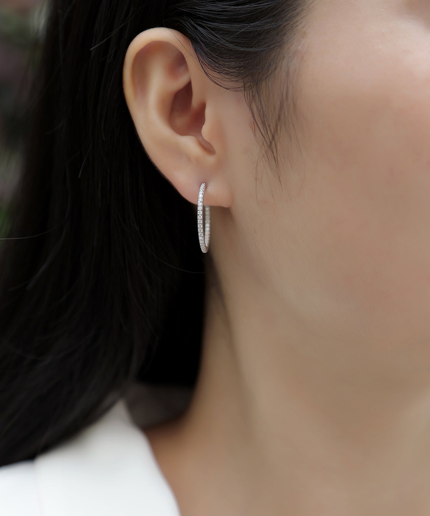 Eclipse Hoops - GRA Certified Moissanite | Platinum Plated Sterling Silver