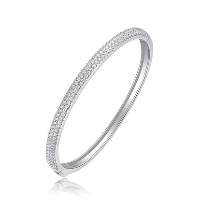 Saturn Bangle - GRA Certified Moissanite | Platinum Plated Sterling Silver