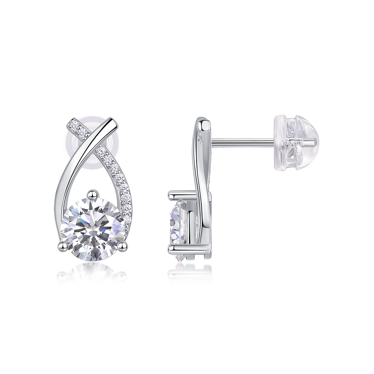 Criss Cross Earrings - GRA Certified Moissanite | Platinum Plated Sterling Silver