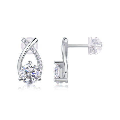 Criss Cross Earrings - GRA Certified Moissanite | Platinum Plated Sterling Silver