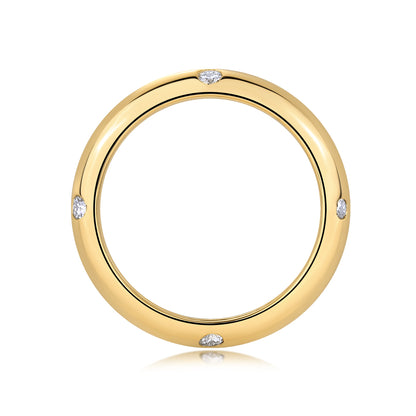 GRA Certified Moissanite | Starry Yellow Gold Plated Sterling Silver Wedding Band