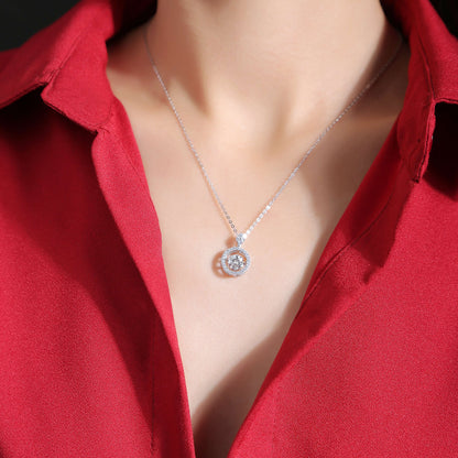 Lyra Floating Halo Necklace - GRA Certified Moissanite | Platinum Plated Sterling Silver