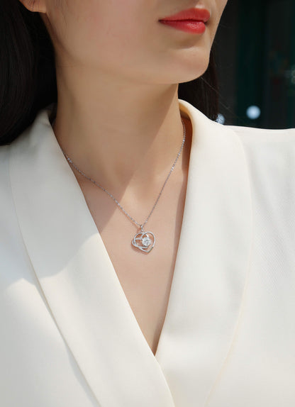 Dainty Heart Necklace - GRA Certified Moissanite | Platinum Plated Sterling Silver