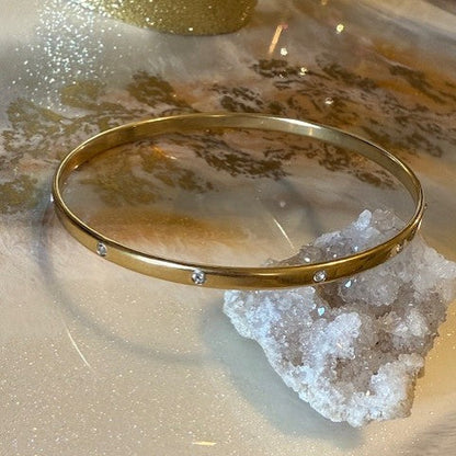 Crystal Bangle Bracelet - Gold Plated Stainless Steel