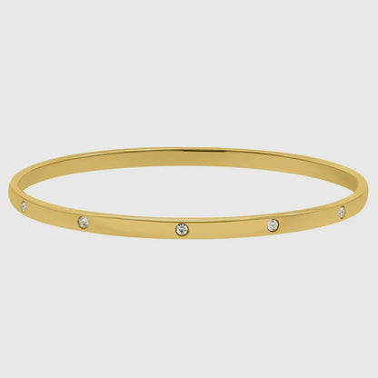 Crystal Bangle Bracelet - Gold Plated Stainless Steel