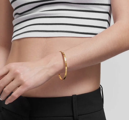 Crystal Bangle Bracelet - Gold Plated Stainless Steel